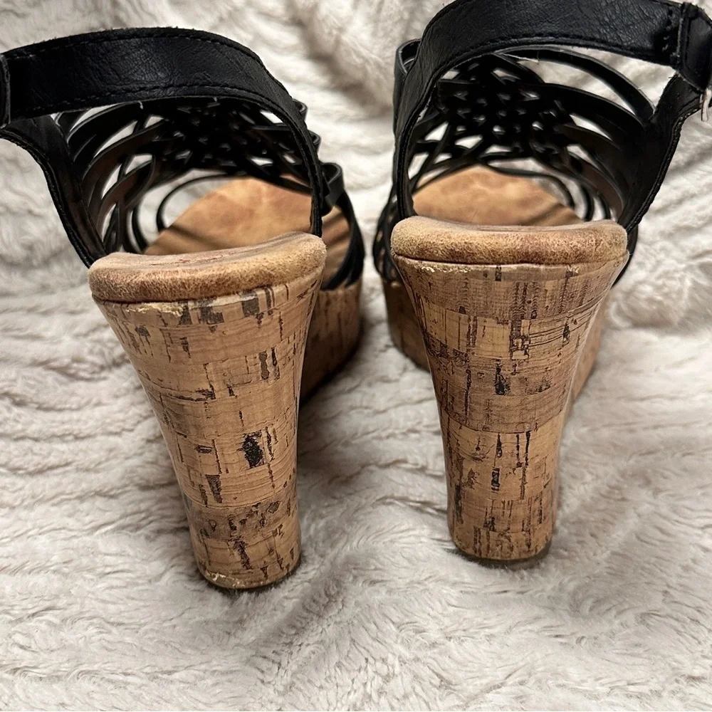 Jelly Pop Platform Black & Cork Sandals / Shoes, 8.5